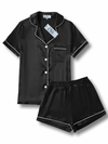 Kids Satin Night Set with Button Up Short Sleeve Blouse and Shorts