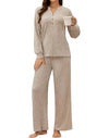 Rose - Two Piece Ribbed Soft Cotton Long Sleeve Lounge Set