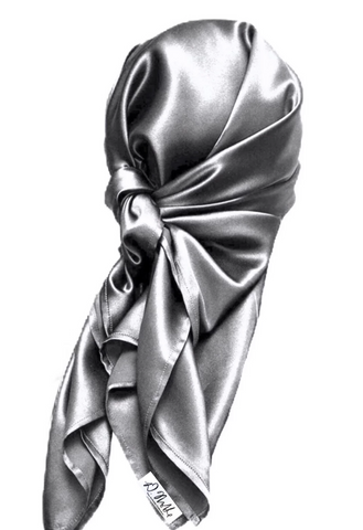 Grey 100% Mulberry Silk Hair Scarves – The D.Noble Collection display picture 1