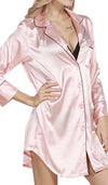 Nicole Classic Satin Long Sleeve Button Down Nightgown