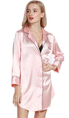 Nicole Classic Satin Long Sleeve Button Down Nightgown