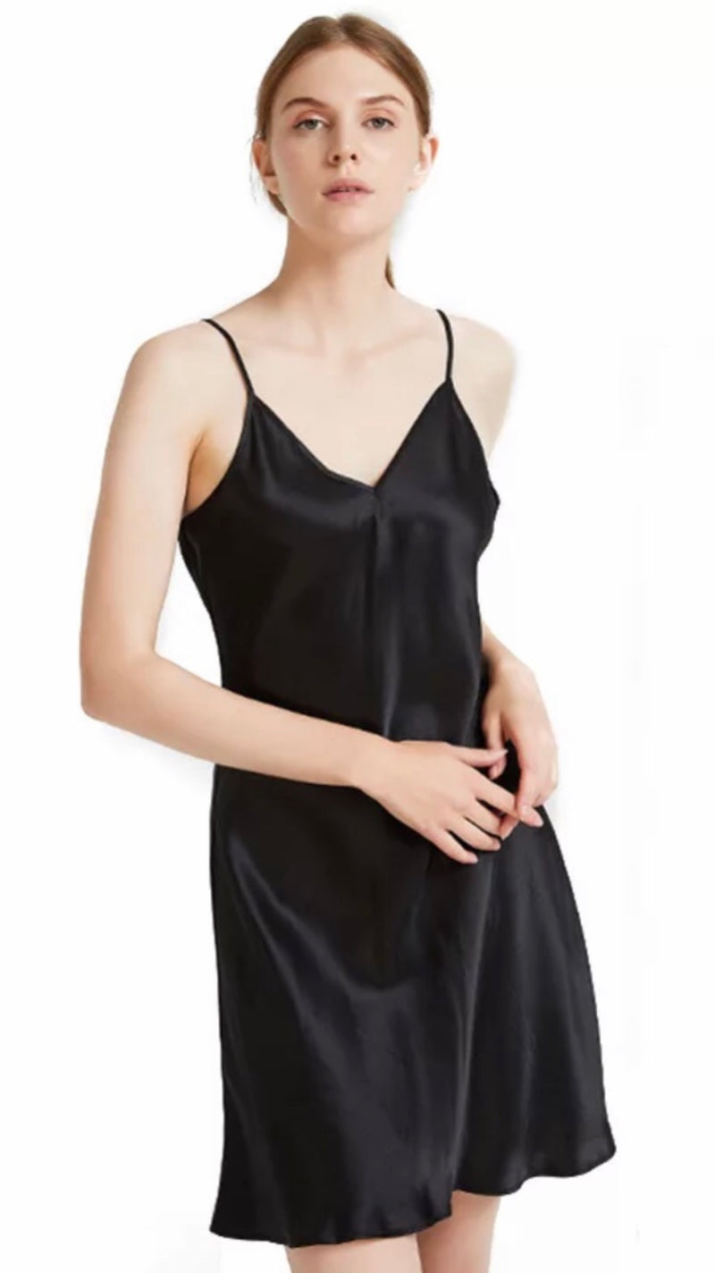 Nina 100% Mulberry Silk Chemise Short Nightgown - Main Image