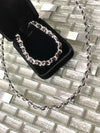 Classic Silver Link Woven Genuine Leather Face Mask Chain