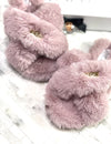 Cross Strap Faux- Fur Comfort Slippers