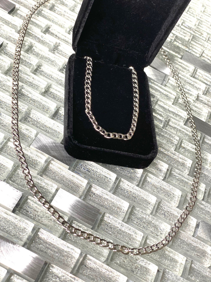 14k White Gold Plated Link Mask Chain