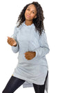 Patrice Differing Hem Long Sleeve Hoodie with Pockets
