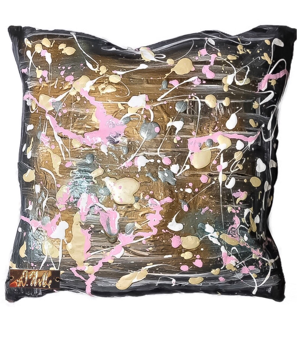Polka Phase - Hand Painted Abstract Art Throw Pillow